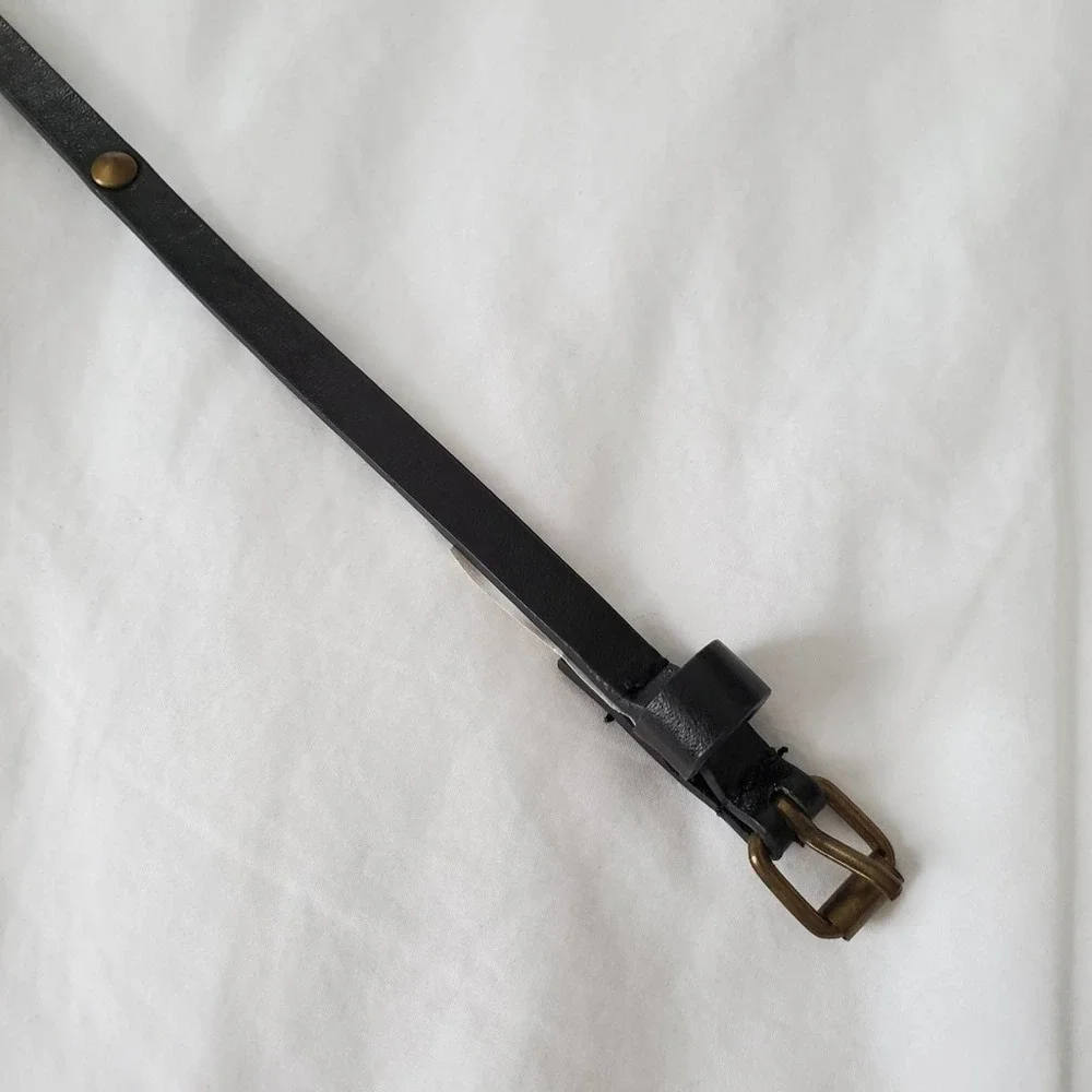 Faux Leather Belt Black Gold Stud Sz S/M